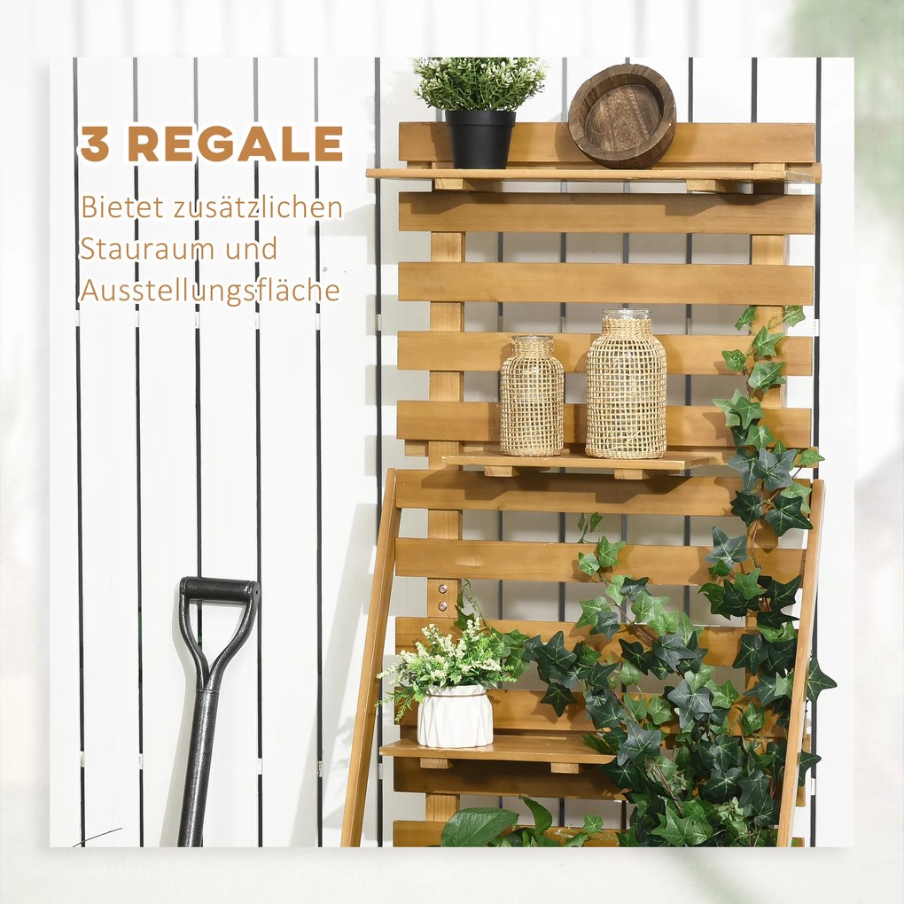 Outsunny Skrzynki Drewniane Ogrodowe 63x39cm z 3 Półkami na Ogrodzie Dziecka - Aosom PL