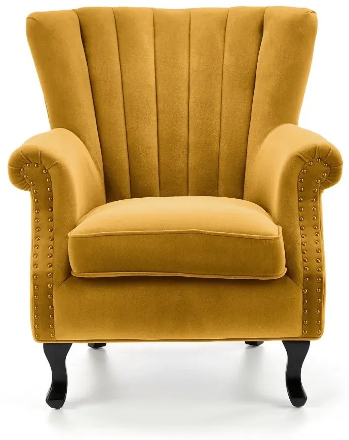 Fotel do salonu TITAN VELVET musztardowy HALMAR
