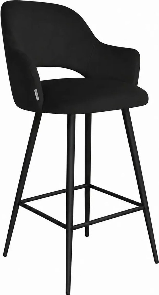 Hoker Milano krzesło barowe tkanina Welur podstawa metalowa elegancki klimat wnętrza : Kolor nogi - Czarna stożek, Kolor tkaniny - VELVET - MG19, Typ siedziska - Siedzisko obrotowe 360°