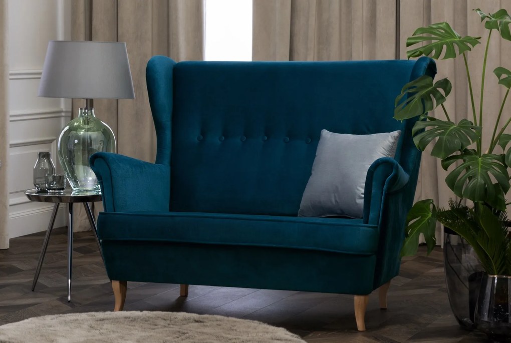 Stylizowana sofa dwuosobowa typu uszak Leo
