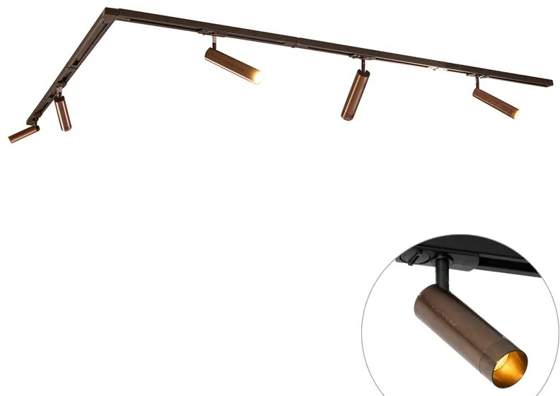 Nowoczesny system oświetlenia szynowego z 5 reflektorami, ciemny brąz, 1-fazowy, GU10, 35 mm - Iconic Jeana Luxe