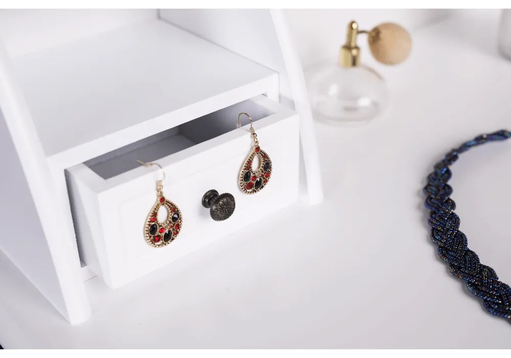 Ozdobny stolik ze stołkiem RODES NEW, biały