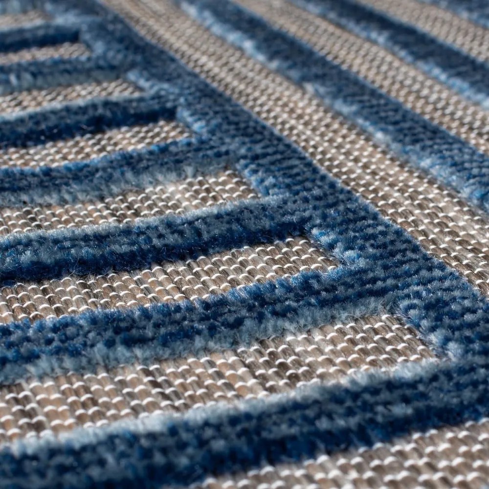 Ciemnoniebieski dywan odpowiedni na zewnątrz 66x230 cm Vigo Blocks – Flair Rugs
