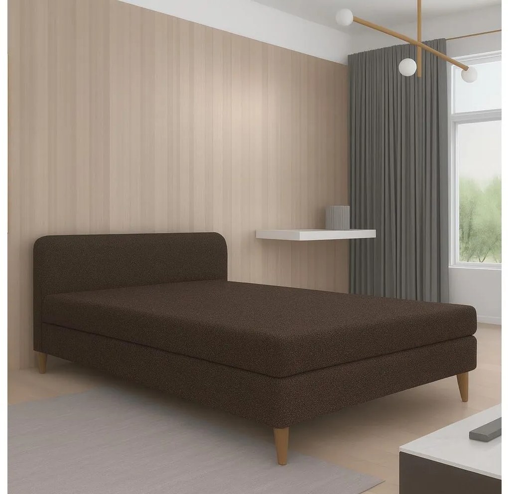 Tapicerowane łóżko BRISBANE 110x200 cm brązowe