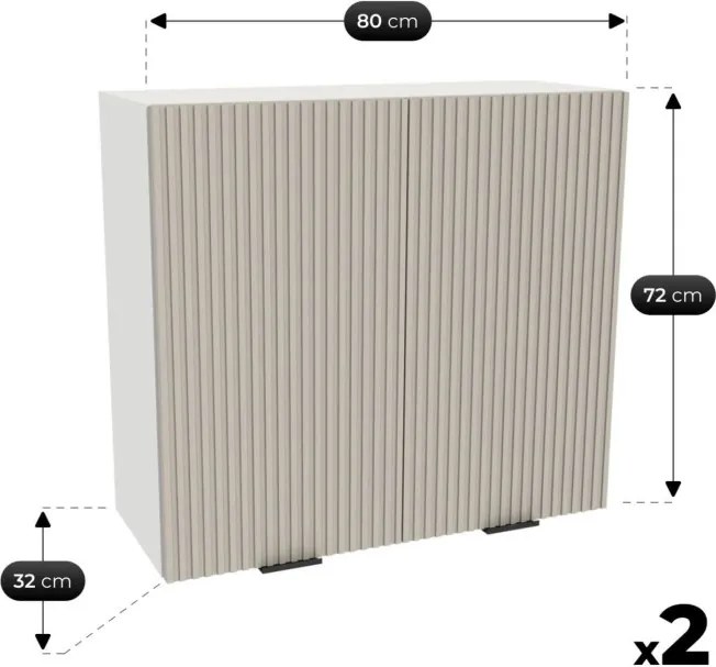 Zestaw Mebli Kuchennych MODERN 260 cm Kaszmir Ryflowany Nowoczesny