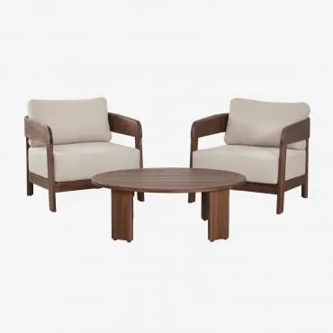 Zestaw Ogrodowy Z 2 Fotelami I Stolikiem Kawowym Z Drewna Akacjowego Uleno Ciemny Akacjowy Brąz - Sklum