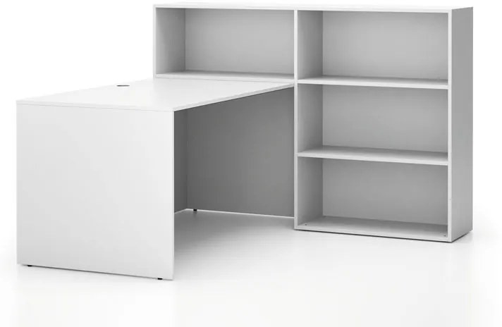 Zestaw mebli biurowych single SEGMENT, 3 półki, prawy, biały/biały