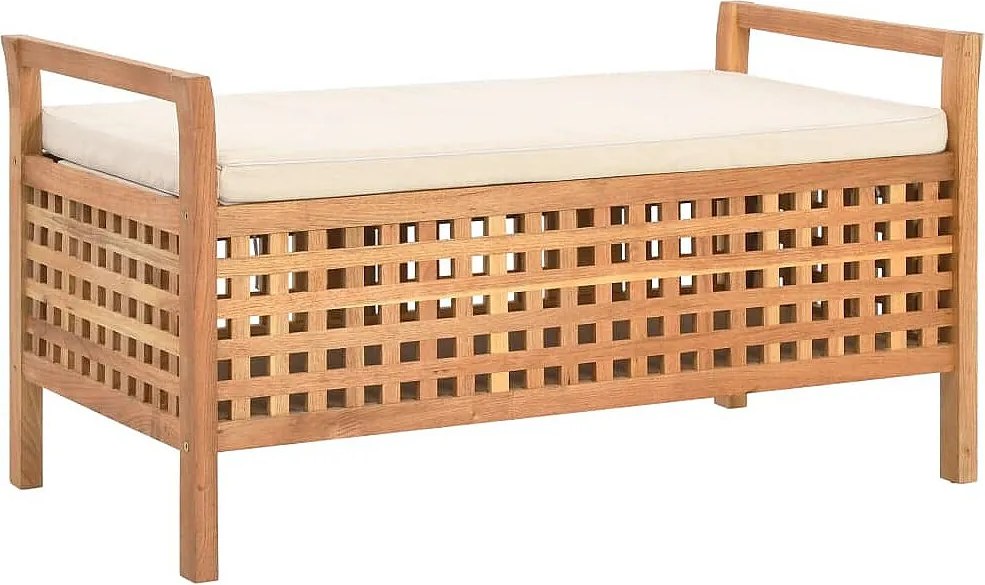 Skrzynia do przechowywania z poduszką z litego orzecha 93x49x49 cm