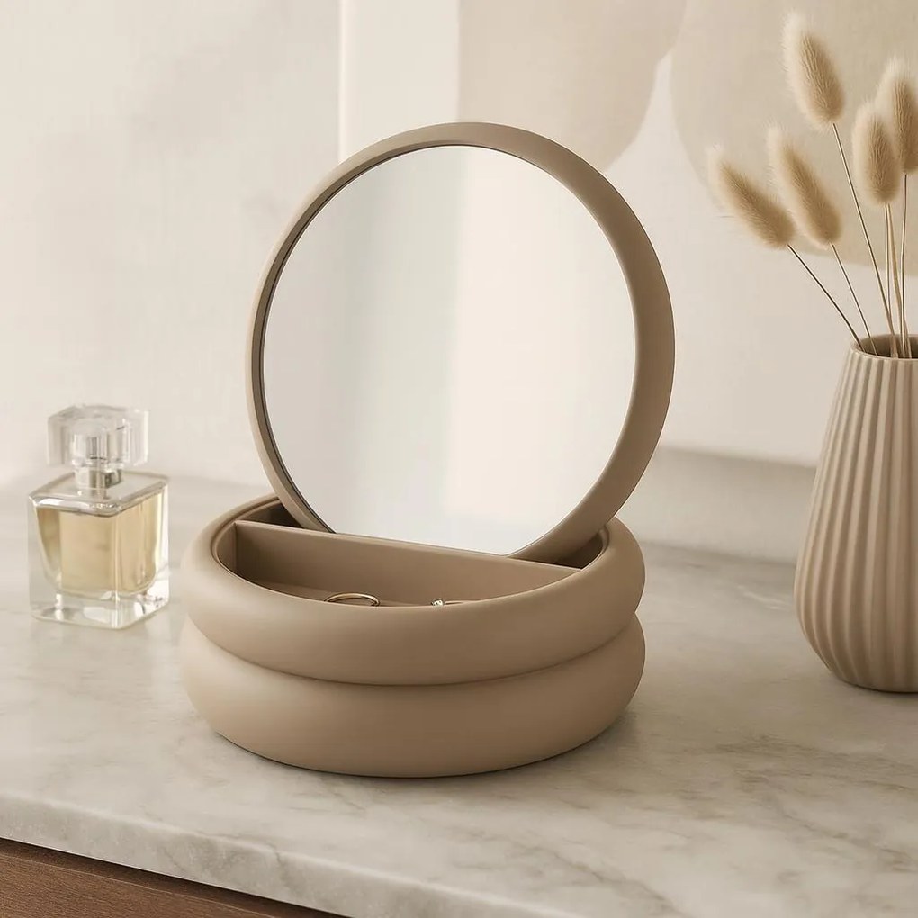 Szkatułka na biżuterię z lusterkiem, 17,5 x 17,5 x 9 cm