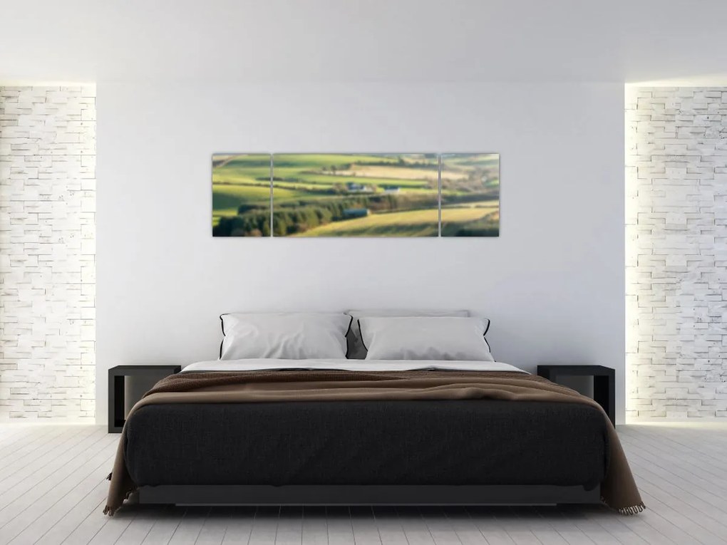 Obraz - Drewniana półka z krajobrazem (170x50 cm)
