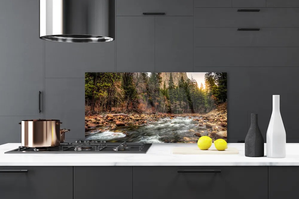 Panel Szklany do Kuchni Jezioro W Objęciach Lasu