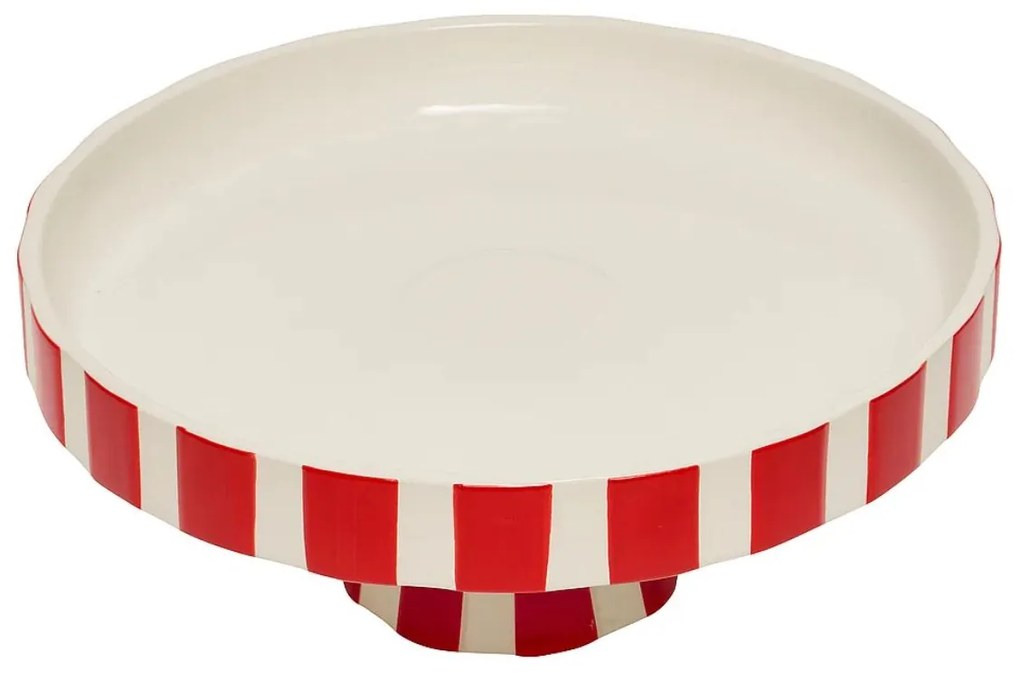 Ceramiczna patera świąteczna, czerwono-biała, Ø 27 cm
