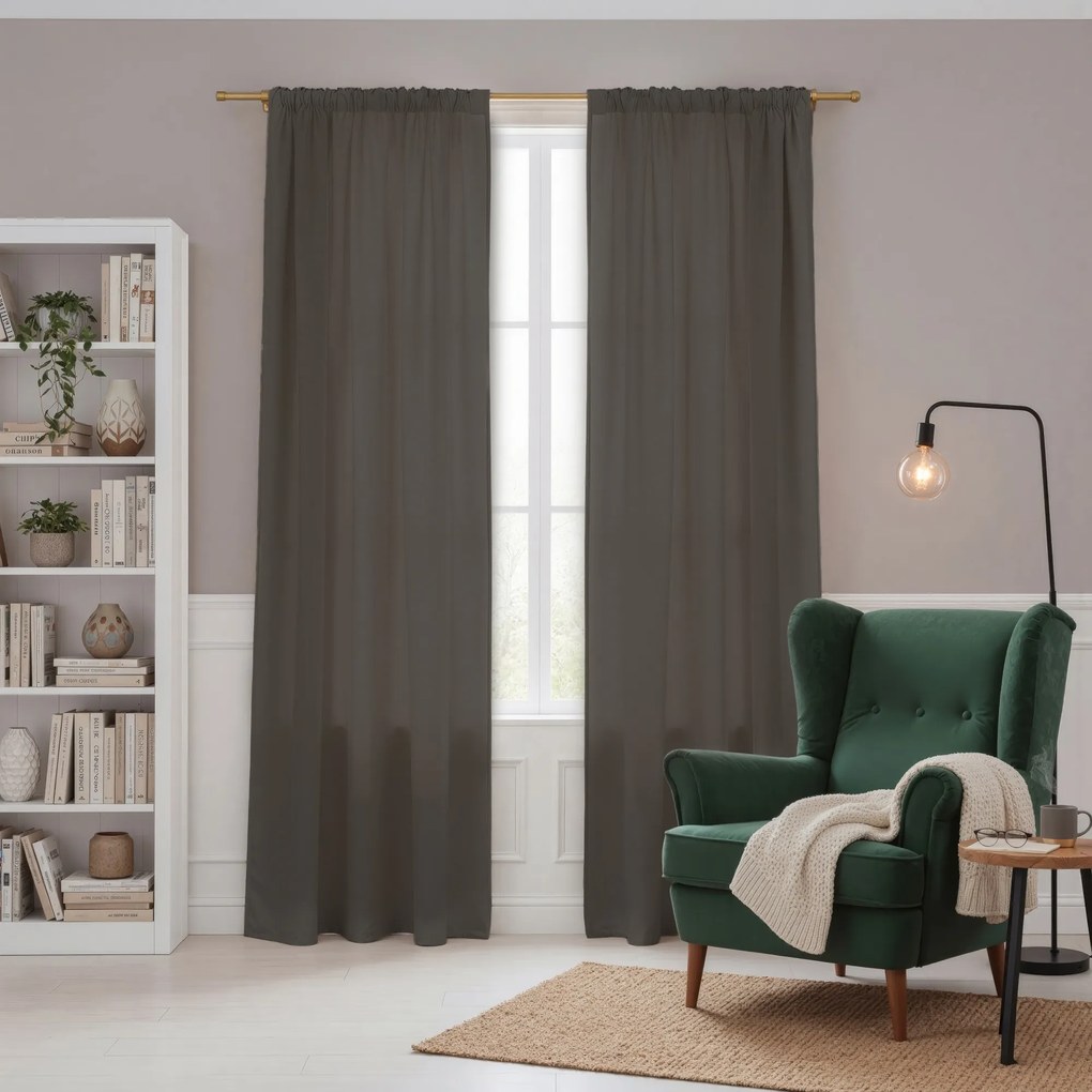 Zasłona gotowa MATOWA grafitowa Oxford Line na taśmie 140x250