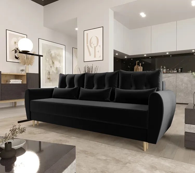 Czarna sofa rozkładana - Sinsiew 3X