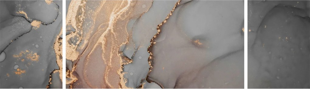 Obraz - Szaro - złoty marmur (170x50 cm)