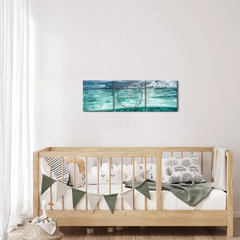 Obraz - Widok pod poziomem morza (z zegarem) (90x30 cm)