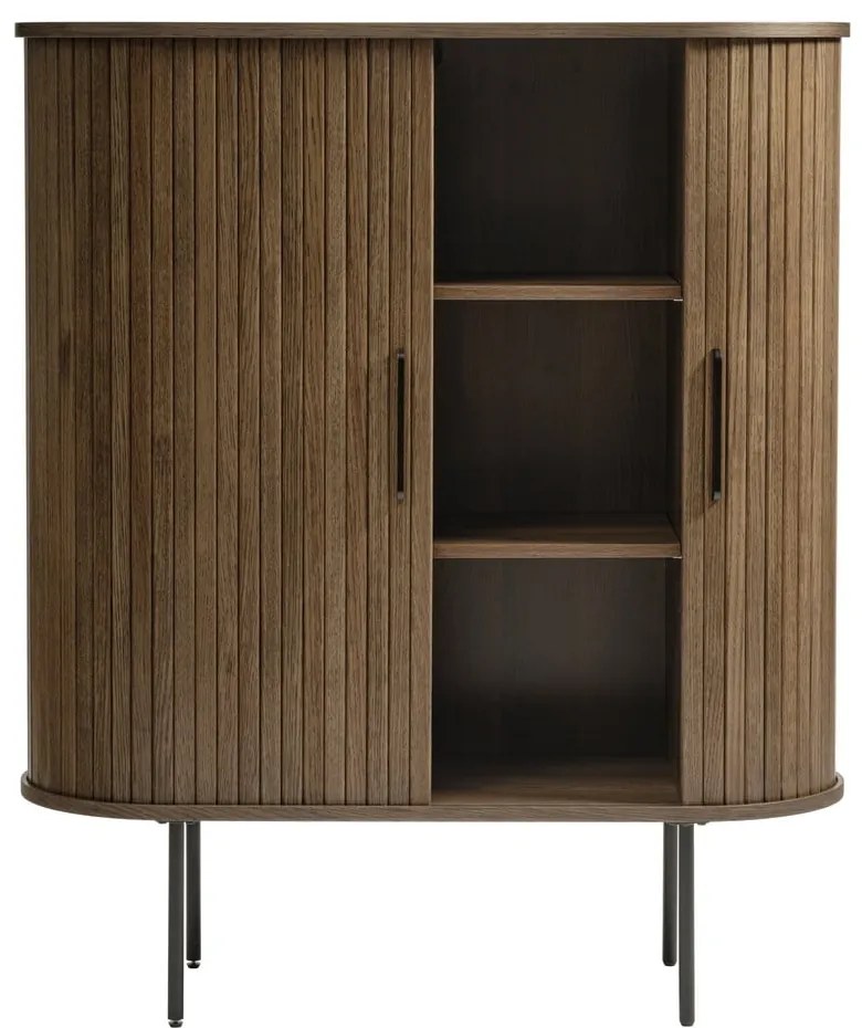 Brązowa szafka w dekorze dębu z drzwiami przesuwnymi 100x118 cm Nola – Unique Furniture