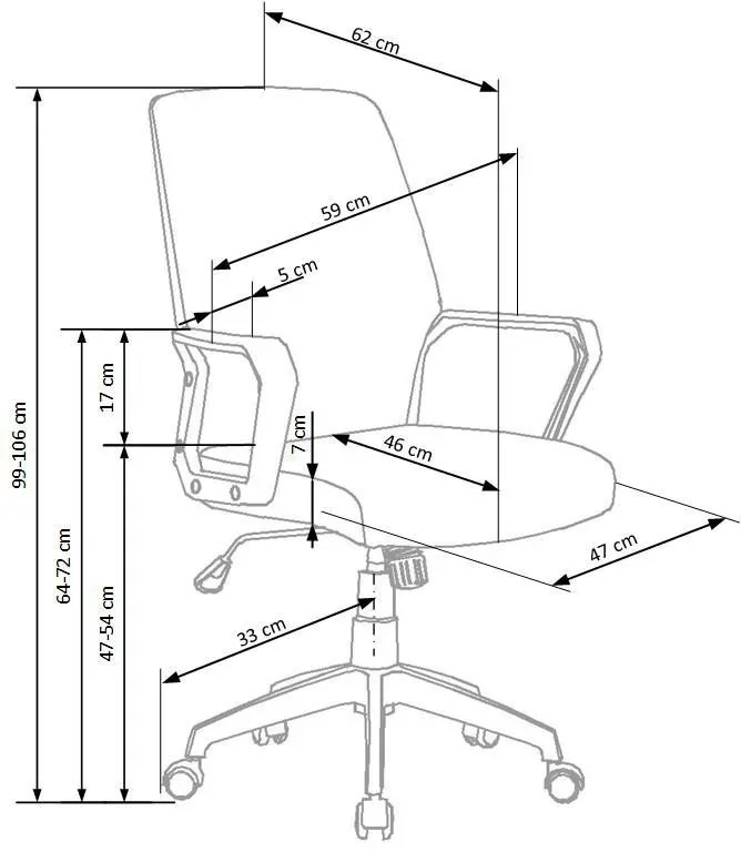 Minimalistyczny fotel biurowy materiałowy Rexor - popielaty + biały