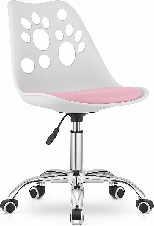 Krzesło obrotowe Valora PRINT ergonomiczne, białe i różowe do domu