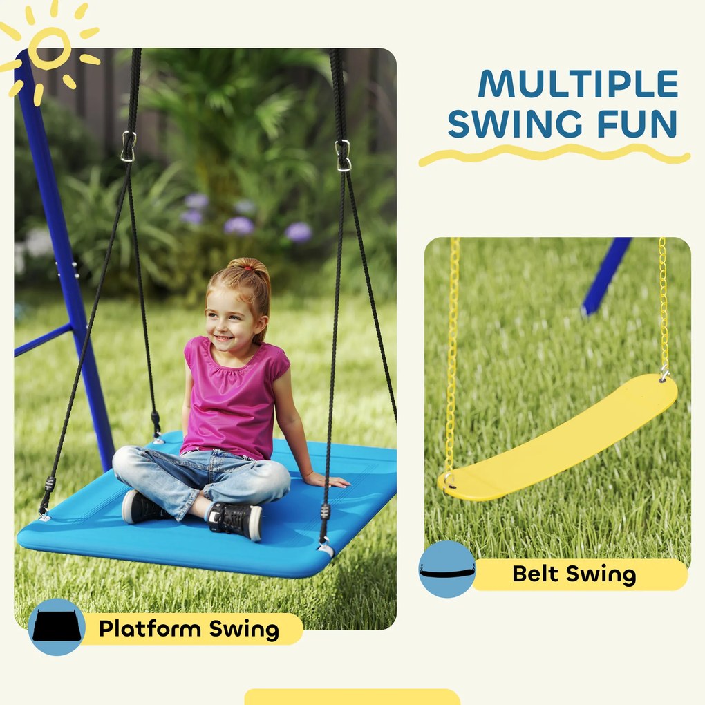 Zestaw Huśtawek AIYAPLAY dla 3 Dzieci, Nośność 120 kg, Huśtawki Ogrodowe, Kolorowe