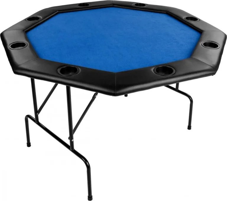 Stół do pokera 122x122x76cm, składany, niebieski