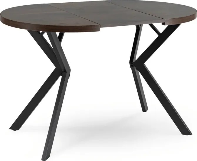 Stół Okrągły Rozkładany DORIAN 80-160 cm Orzech/Czarny Nowoczesny Loft