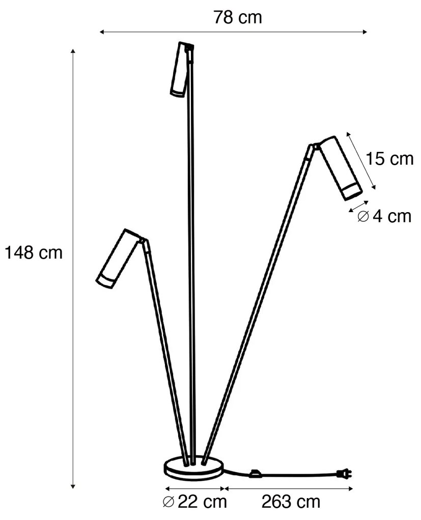 Nowoczesna lampa podłogowa beżowa 3-punktowa GU10 35mm - Thomas Nowoczesny Oswietlenie wewnetrzne