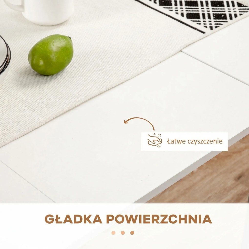 HOMCOM Stół jadalniany, składany stół, rozkładany stół kuchenny, stół jadalniany, płyta wiórowa, 60-180 x 85 x 75 cm, Biały