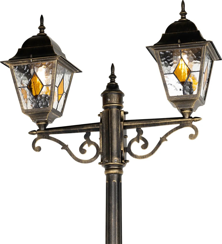 Antyczna lampa ogrodowa stojąca antyczne złoto 240 cm 2-światła - Antigua
