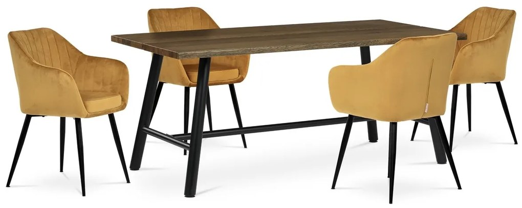 Stół do jadalni z litego drewna 180 x 90 cm, orzech