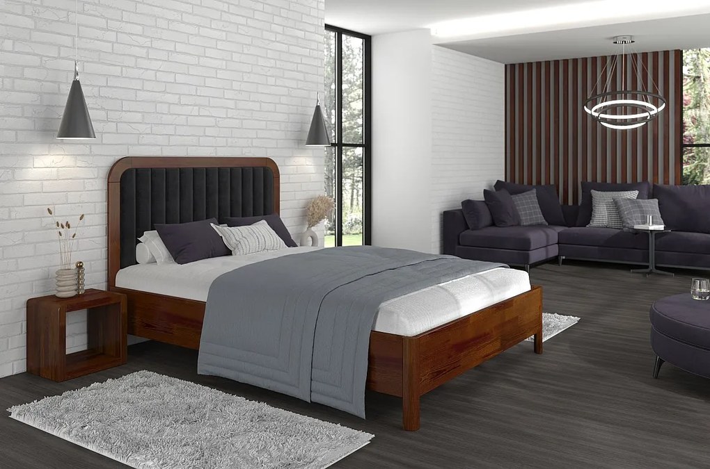 Łóżko bukowe Visby MODENA, 160X200, orzech/czarny