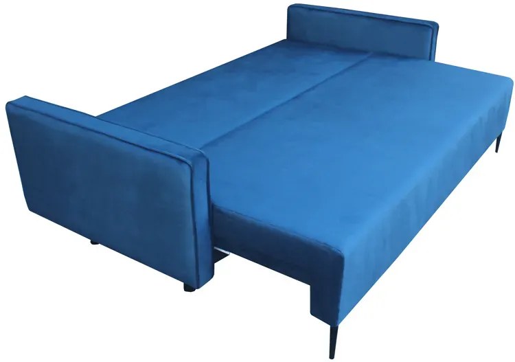 Niebieska sofa z funkcją spania i pojemnikiem A9-M04