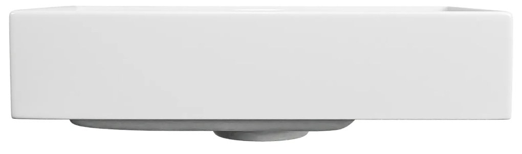 Umywalka z konglomeratu blatowa prostokątna biała NAVI | Różne rozmiary | Z otworem na baterię lub bez : Otwór na baterię - Jeden otwór, Rozmiar - 40 x 22 cm