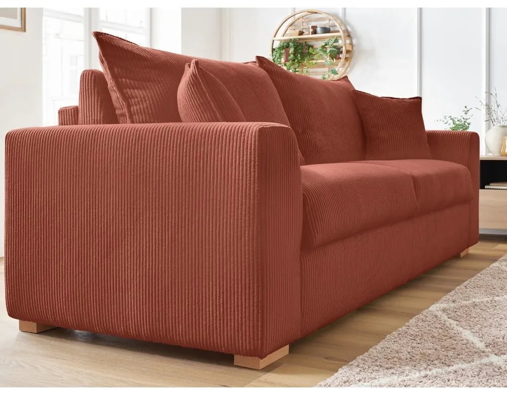 Ceglasta sztruksowa rozkładana sofa 225 cm Augustin – Bobochic Paris