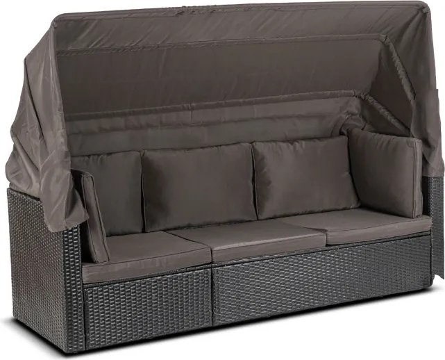 Zestaw Mebli Ogrodowych CALIENTE Modułowy Sofa 2x Fotel Stolik Tarasowy Czarny/Brązowy Technorattan Nowoczesny