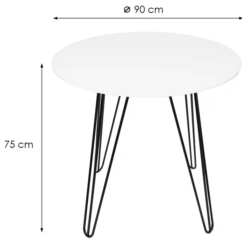 Okrągły stół jadalniany HARRY 90x90, biały