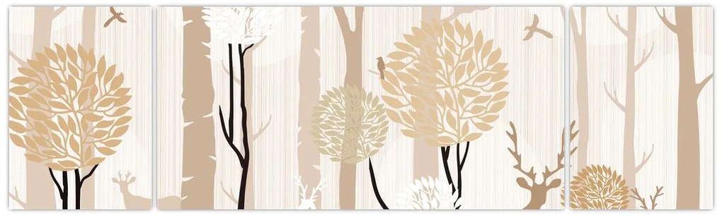 Obraz - Ilustrowany las (170x50 cm)