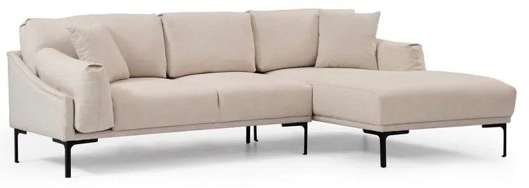 Jasnobeżowa sofa narożna Artie Leo, narożnik prawy