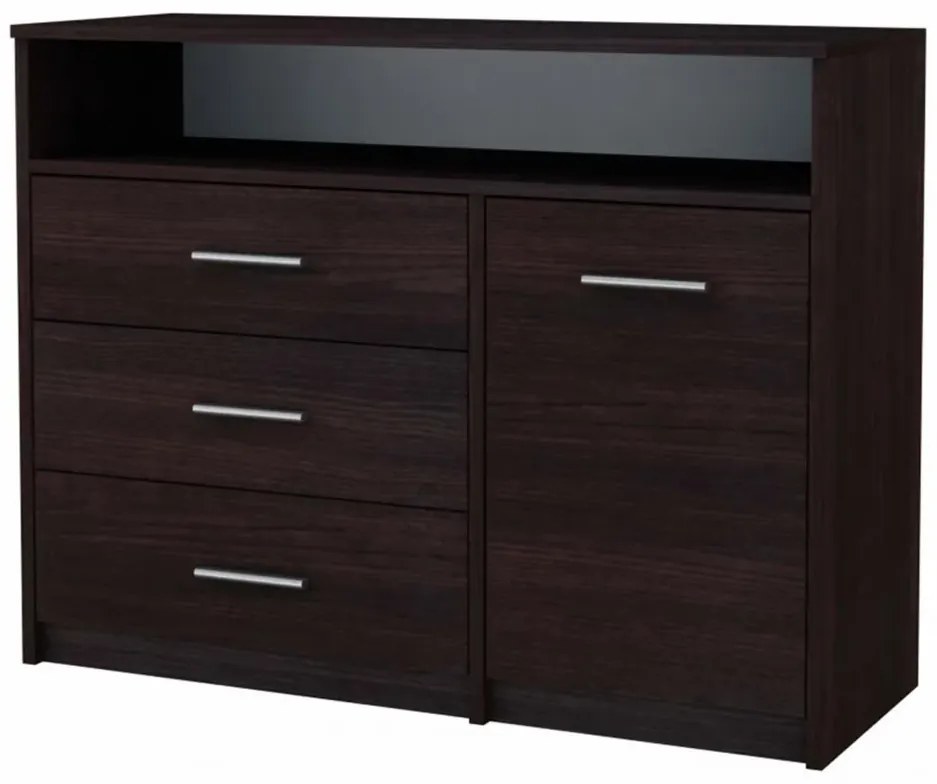 Komoda z szufladami i półkami do salonu wenge - Nemeso 4X