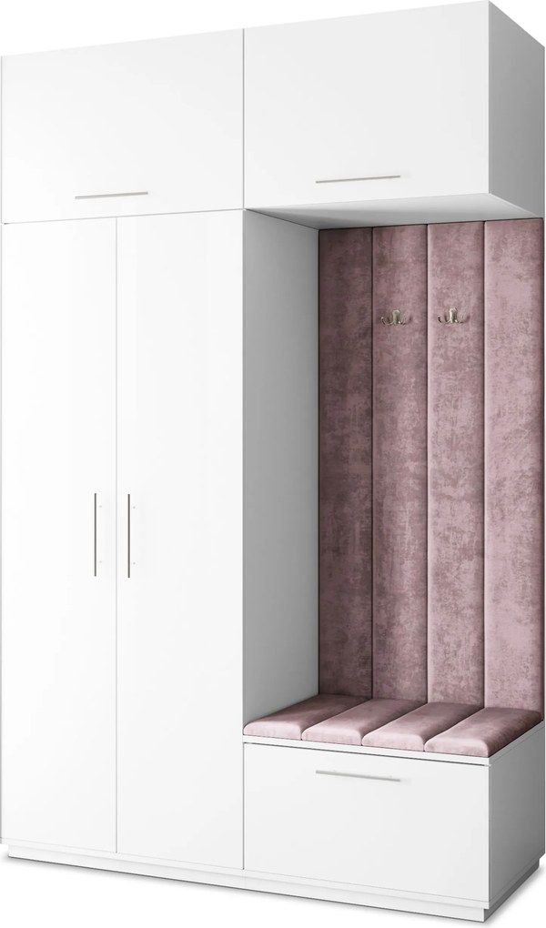 Masseno Garderoba REMA 150/240/60 cm Nowoczesna Szafa do Przedpokoju Biała, MONOLITH 62 (Wrzosowy)