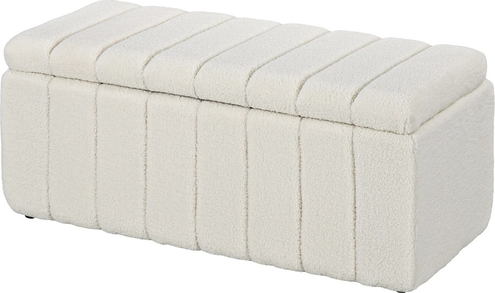 HOMCOM Tapicerowana ławka do sypialni z miejscem do przechowywania, wytrzymała do 120kg, 102x45x46cm, Kremowobiały