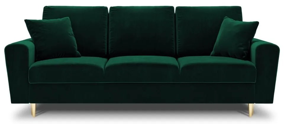 Zielona aksamitna rozkładana/ze schowkiem sofa 235 cm Kyoto – Cosmopolitan Design