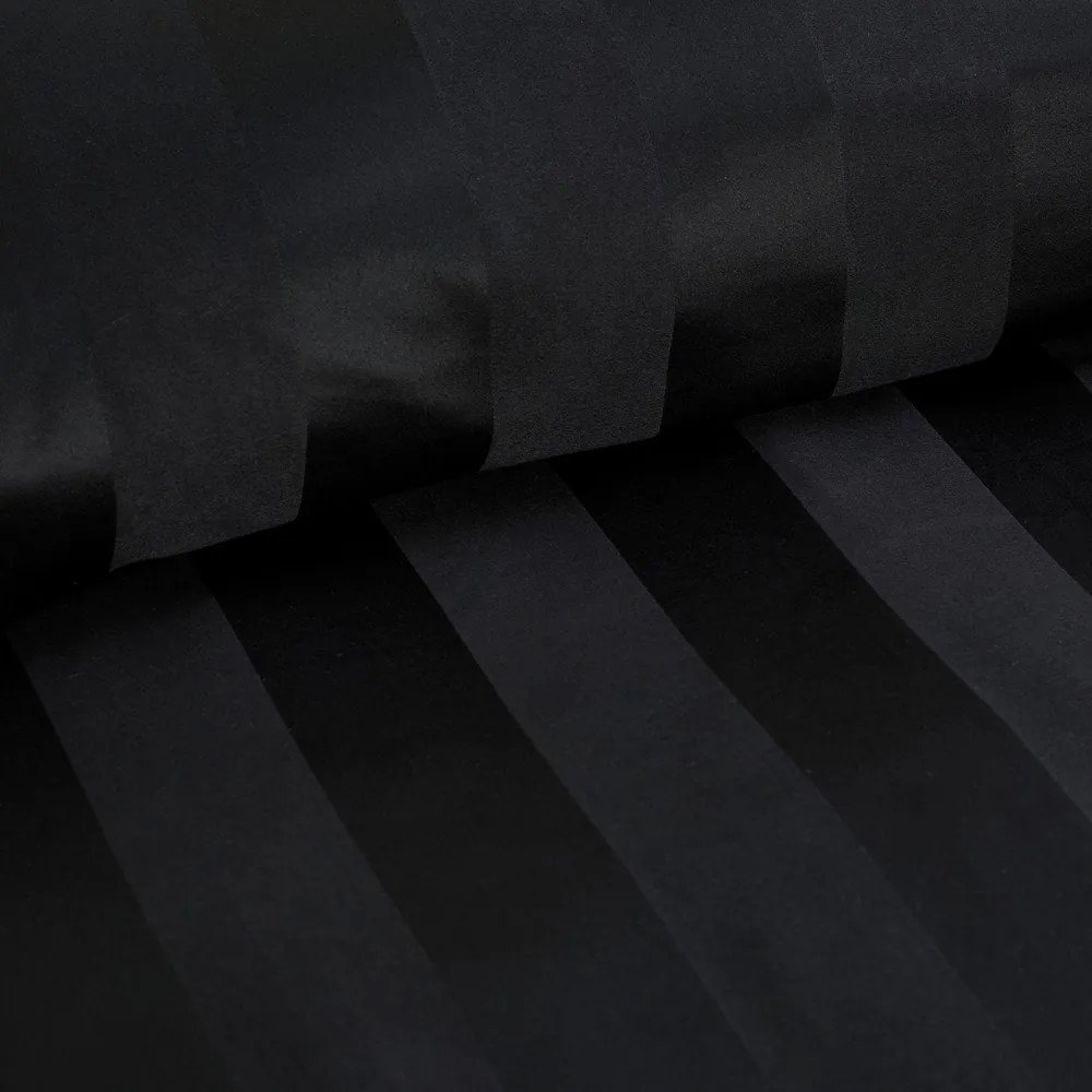Czarna satynowa pościel jednoosobowa 135x200 cm So Soft Satin Stripe – Catherine Lansfield