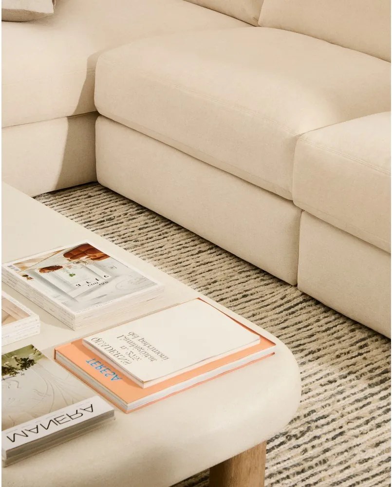 Beżowy narożnik z tkaniny szenilowej (lewostronny/z szezlongiem) Alea – Kave Home