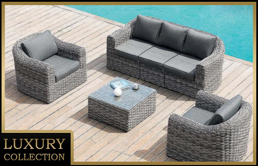 Rattanowy zestaw modułowy BORNEO LUXURY dla 5 osób (szary)