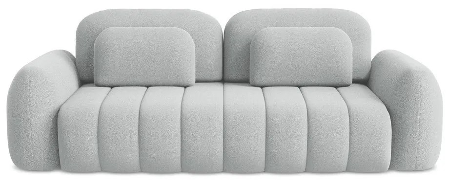 Jasnoszara sofa rozkładana z materiału bouclé ze schowkiem 266 cm Pele – Makamii