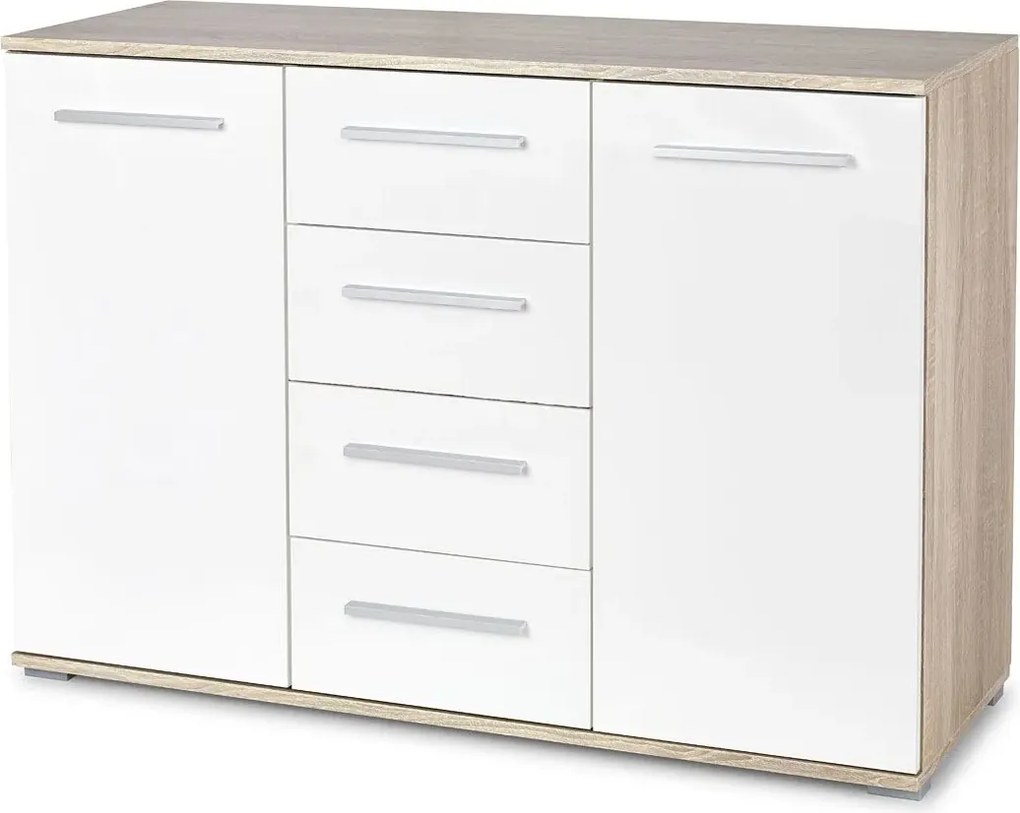 Komoda biała + dąb sonoma C1-W58