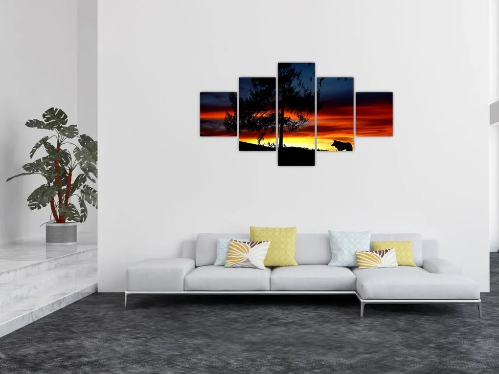 Obraz - Sylwetka wilka (125x70 cm)