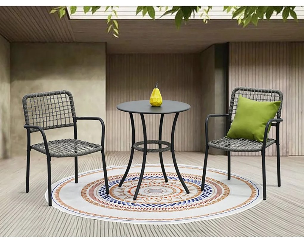 Autronic Zestaw ogrodowy 1+2, metal, polirattan, szary , AZ-L1103 GREY