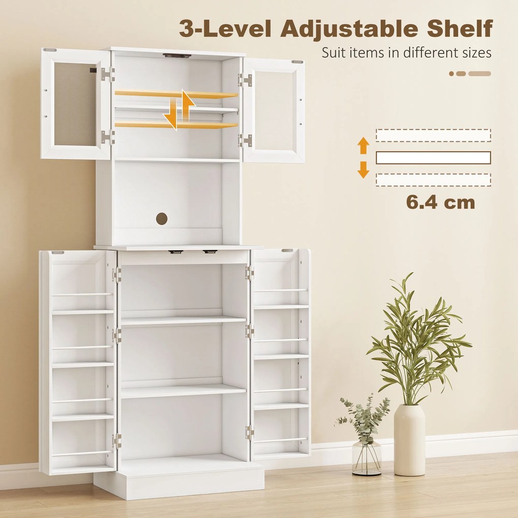 HOMCOM Biała szafka kuchenna z regulowaną półką drzwi akrylowe otwór na kable do kuchni i salonu | Aosom PL